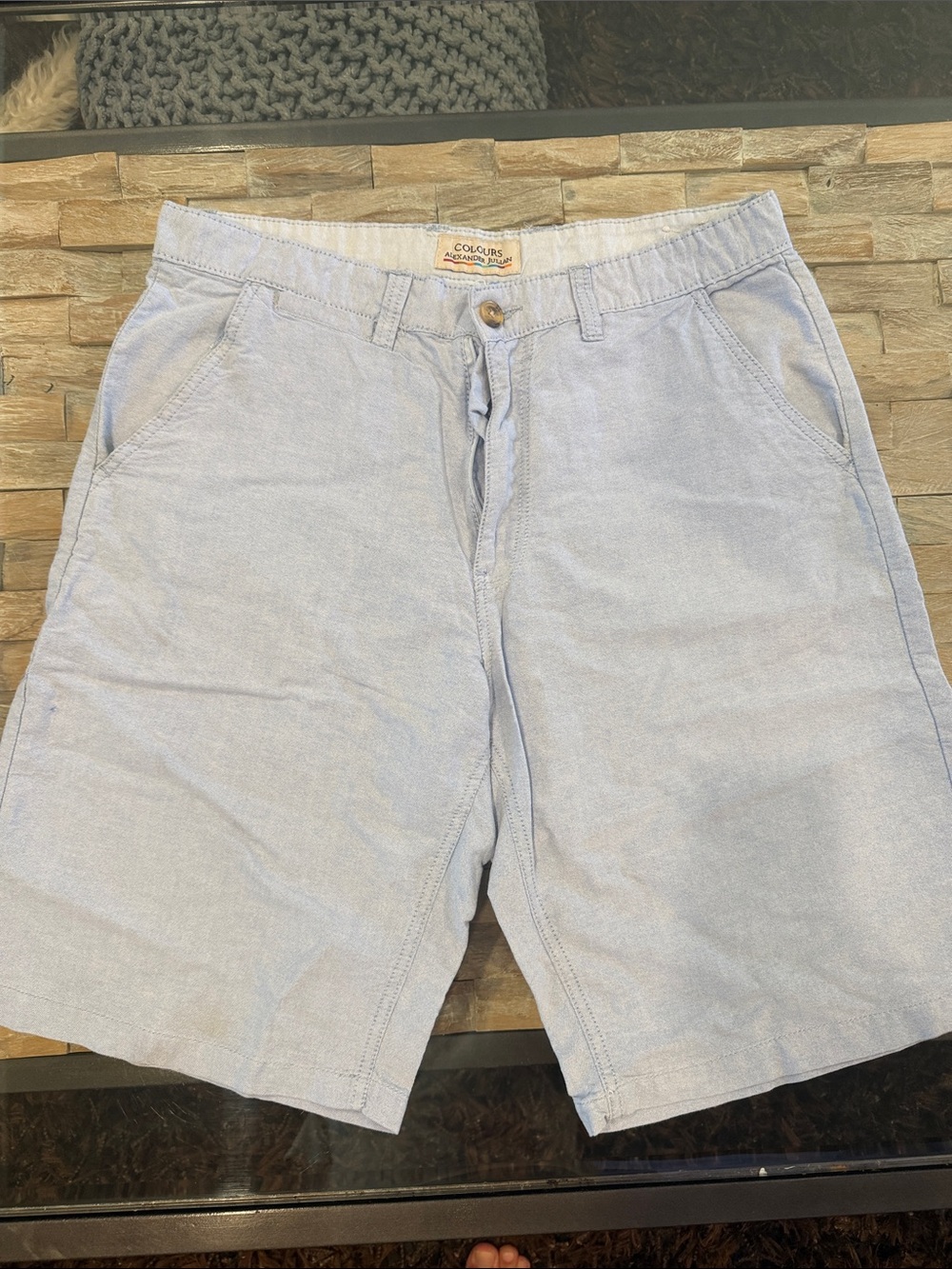 Alexander Julian Light Blue Men's Flat-Front Shorts